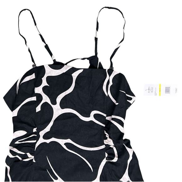 NWT Sam Edelman Sz Medium Merisa Printed Open-Back A-Line Linen Dress Midi NEW - Picture 4 of 16